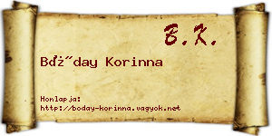 Bóday Korinna névjegykártya